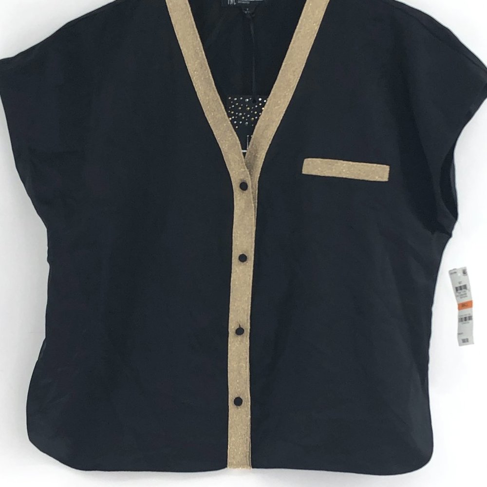 NWT INC Metallic Trim Pajama Top #AE15 - Picture 4 of 9